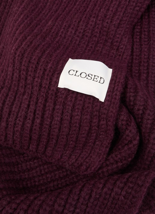 CLOSED Grofgebreide sjaal in alpaca wolblend 190 x 30 cm  - detail 3 aubergine