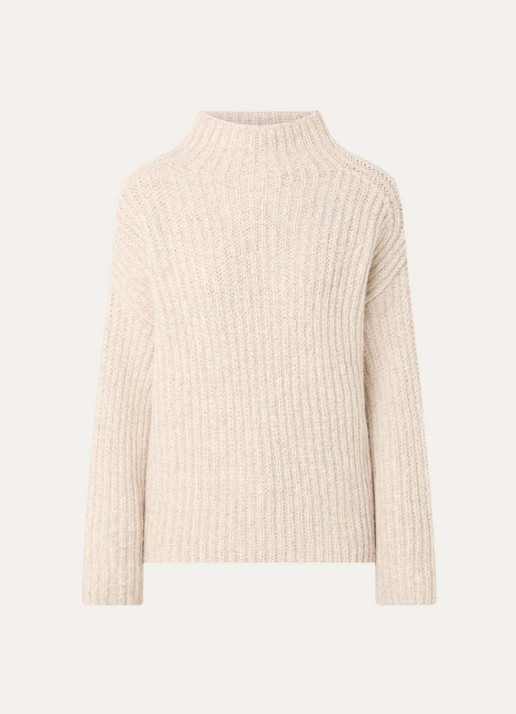 CLOSED Grofgebreide trui in alpaca wolblend met col - voorkant 2 beige