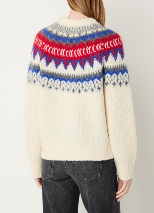 CLOSED Grofgebreide trui in alpaca wolblend met print - achterkant 4 creme