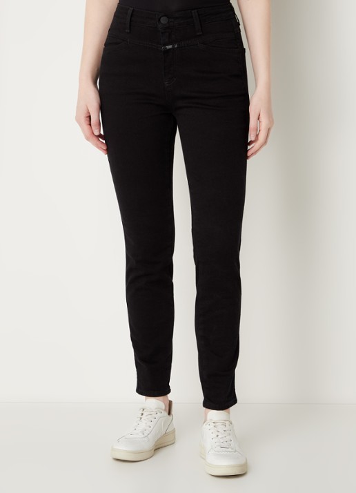 CLOSED High waist skinny jeans van  katoen - detail 3 zwart