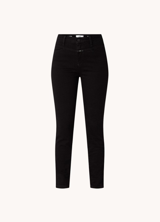 CLOSED High waist skinny jeans van  katoen - voorkant zwart