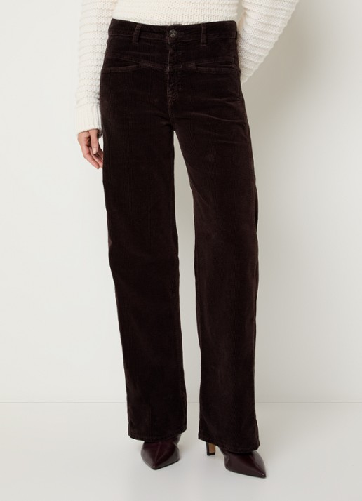 CLOSED High waist straight fit broek van corduroy met steekzakken