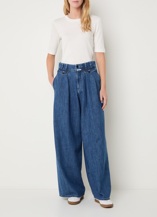 CLOSED High waist wide fit palazzobroek met medium wassing - voorkant 4 indigo