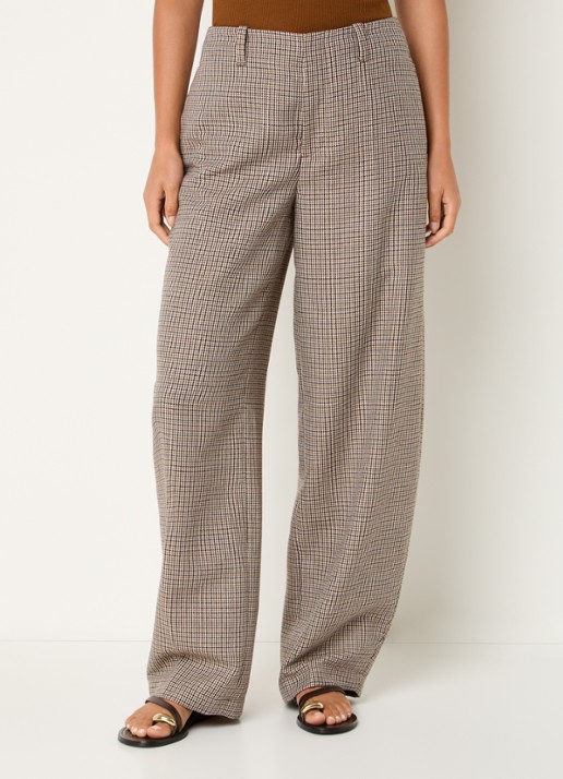 CLOSED High waist wide fit pantalon met pied-de-poule dessin - detail 2 lichtbruin