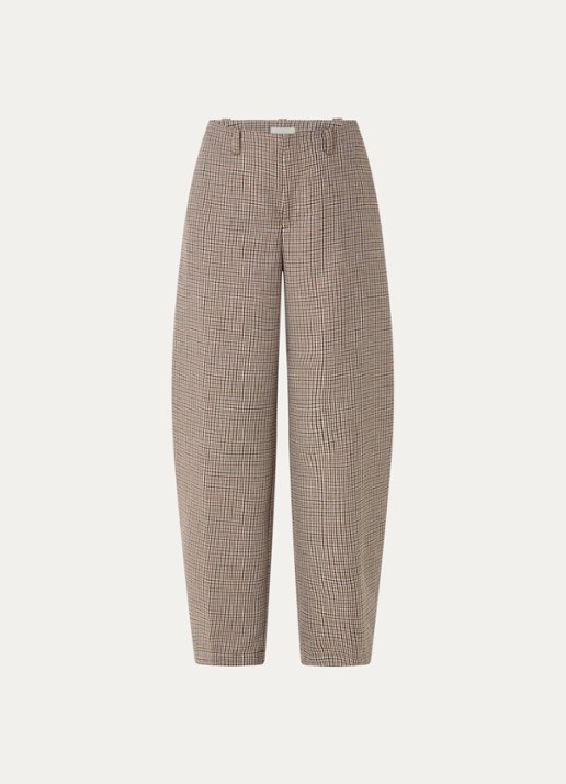 CLOSED High waist wide fit pantalon met pied-de-poule dessin - voorkant 3 lichtbruin