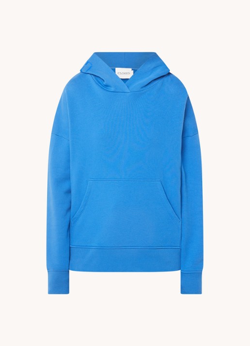 CLOSED Hoodie van  katoen met logoborduring - voorkant 3 blauw