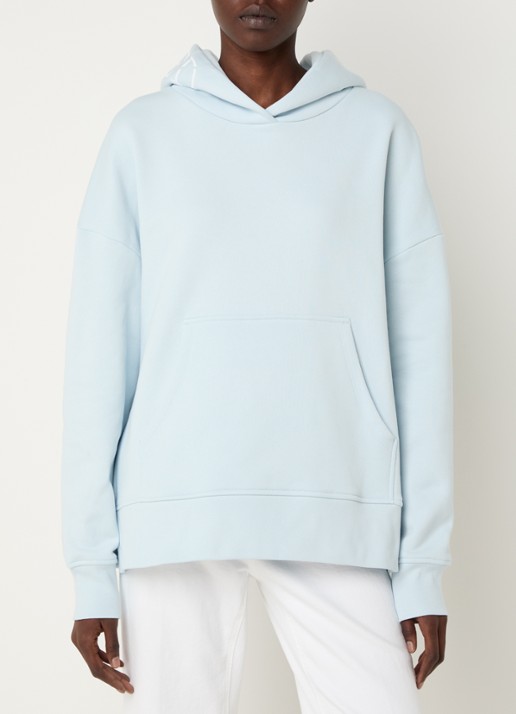 CLOSED Hoodie van  katoen met logoborduring - detail lichtblauw