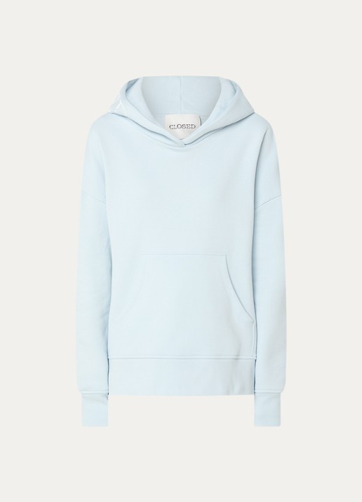CLOSED Hoodie van  katoen met logoborduring - voorkant 3 lichtblauw