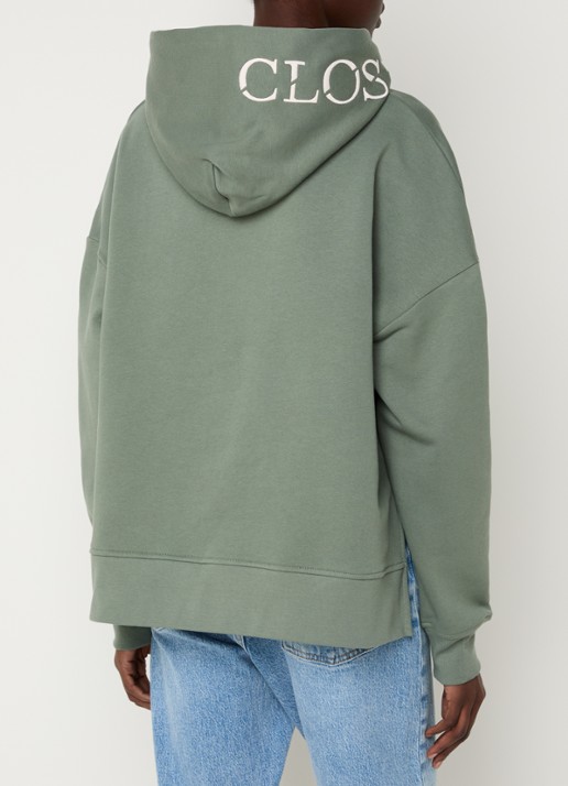 CLOSED Hoodie van  katoen met logoborduring - achterkant 3 olijfgroen