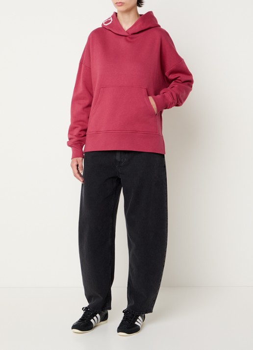 CLOSED Hoodie van  katoen met logoborduring - voorkant 4 rood