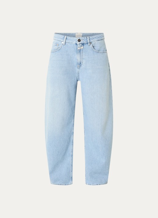 CLOSED Jazzie high waist tapered jeans met lichte wassing - voorkant lichtblauw