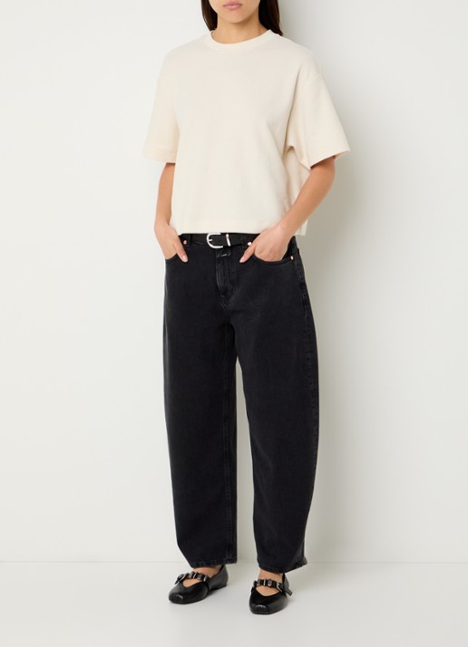 CLOSED Jazzie high waist wide leg jeans van  katoen - voorkant 2 donkergrijs