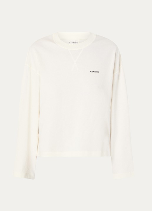 CLOSED Longsleeve met logo  - voorkant 3 creme