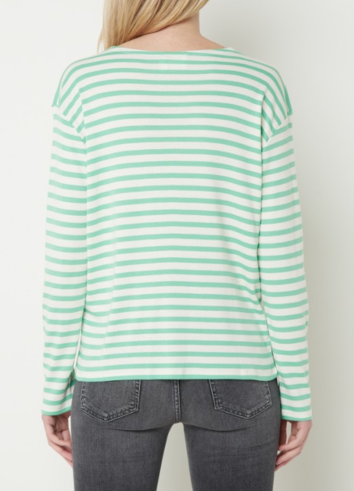 CLOSED Longsleeve met streepprint  - achterkant 3 groen