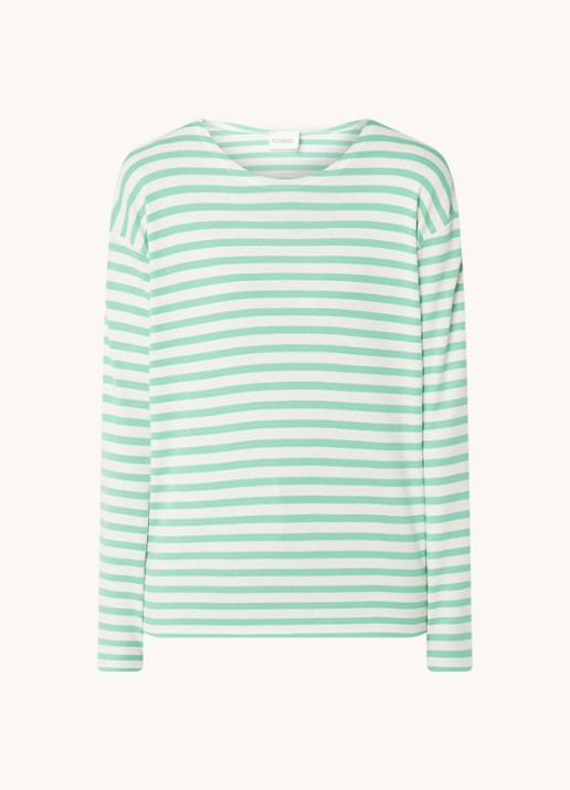 CLOSED Longsleeve met streepprint  - voorkant groen