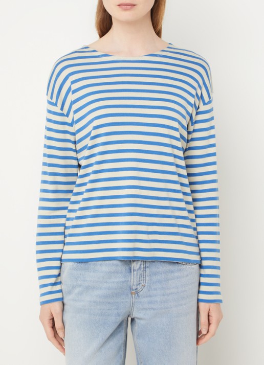 CLOSED Longsleeve met streepprint  - detail blauw