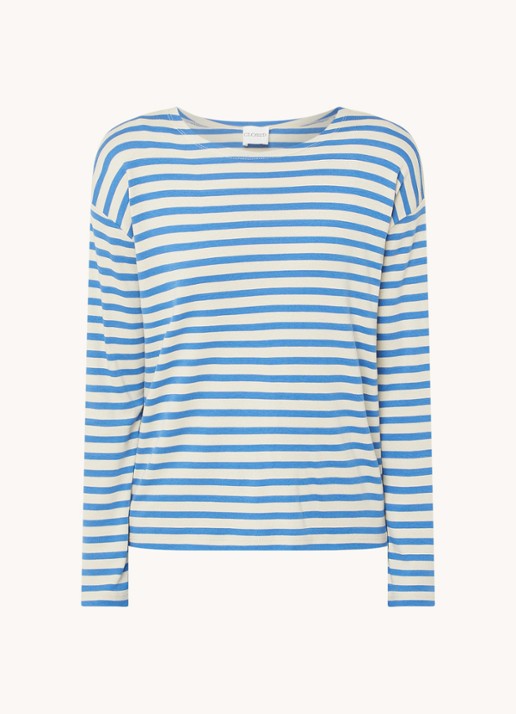 CLOSED Longsleeve met streepprint  - voorkant 3 blauw