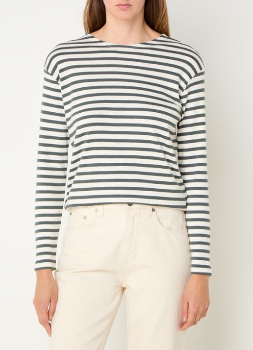 CLOSED Longsleeve met streepprint  - detail legergroen