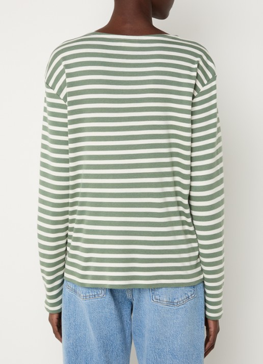 CLOSED Longsleeve met streepprint  - achterkant 4 lichtgroen