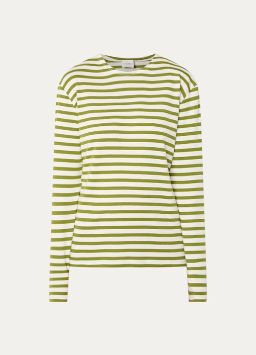 CLOSED Longsleeve met streepprint  - voorkant 2 olijfgroen