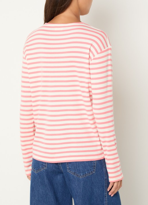 CLOSED Longsleeve met streepprint  - achterkant 4 lichtroze