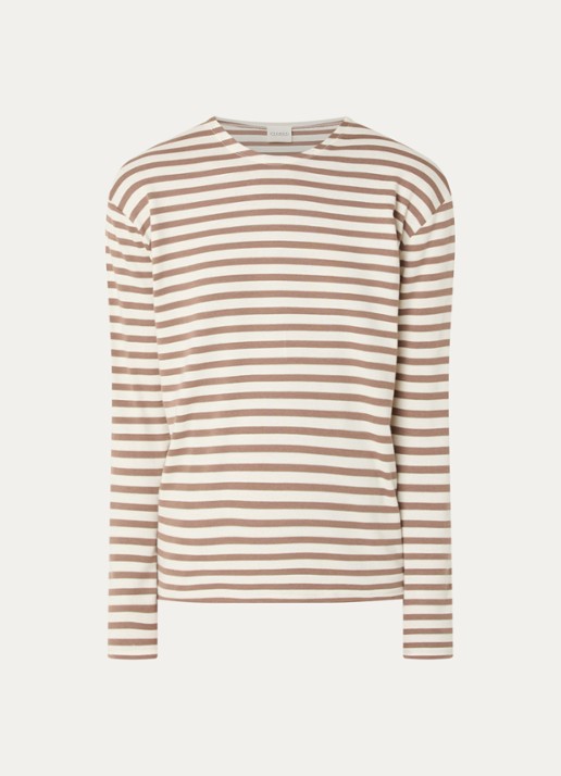 CLOSED Longsleeve met streepprint  - voorkant bruin