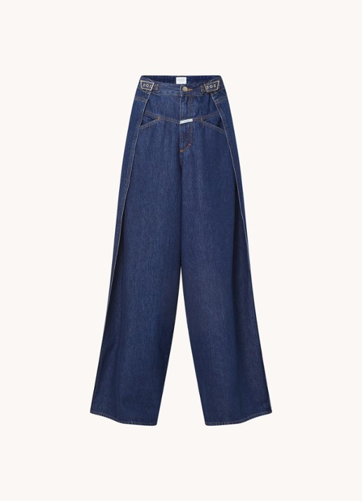 CLOSED Margo-X high waist wide leg jeans met ceintuur  - voorkant 2 indigo