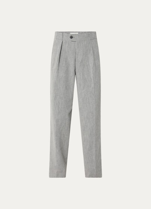 CLOSED Mawson high waist loose fit pantalon met pied-de-poule dessin - voorkant lichtgrijs