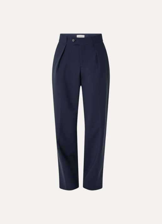 CLOSED Mawson mid waist tapered fit pantalon in wolblend - voorkant 3 donkerblauw
