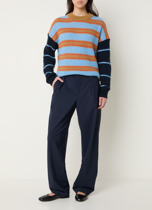 CLOSED Mawson mid waist tapered fit pantalon in wolblend - voorkant 4 donkerblauw