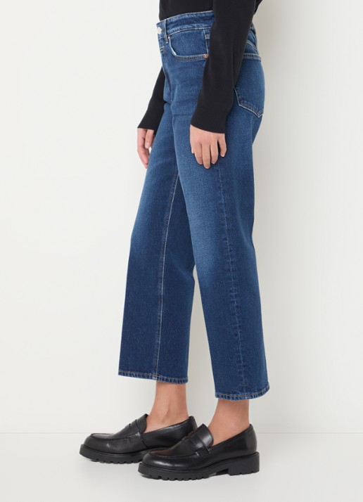CLOSED Milo high waist cropped straight leg jeans met donkere wassing  - detail 5 donkerblauw