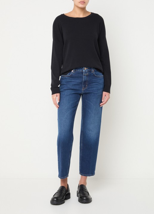 CLOSED Milo high waist cropped straight leg jeans met donkere wassing  - voorkant 3 donkerblauw