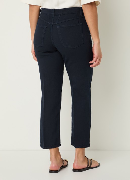 CLOSED Milo high waist straight fit cropped broek met steekzakken - achterkant 5 donkerblauw