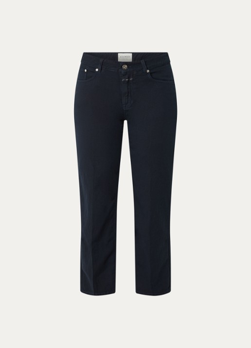 CLOSED Milo high waist straight fit cropped broek met steekzakken - voorkant donkerblauw