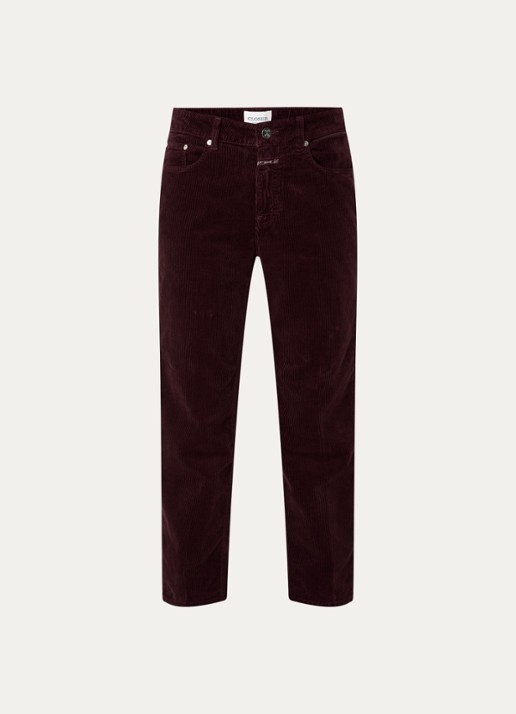 CLOSED Milo mid waist cropped straight fit broek van corduroy - voorkant 3 bordeauxrood