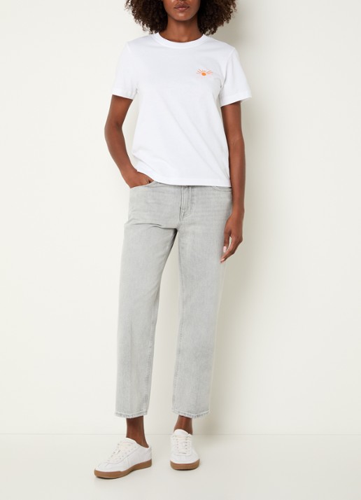 CLOSED Milo mid waist straight fit cropped jeans met gekleurde wassing  - voorkant 2 lichtgrijs