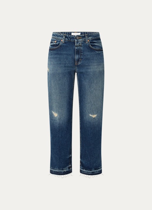 CLOSED Milo mid waist straight leg cropped jeans met medium wassing - voorkant 3 indigo