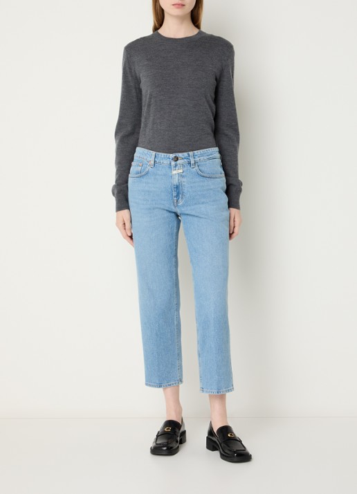 CLOSED Milo mid waist straight leg cropped jeans met medium wassing - voorkant 4 indigo