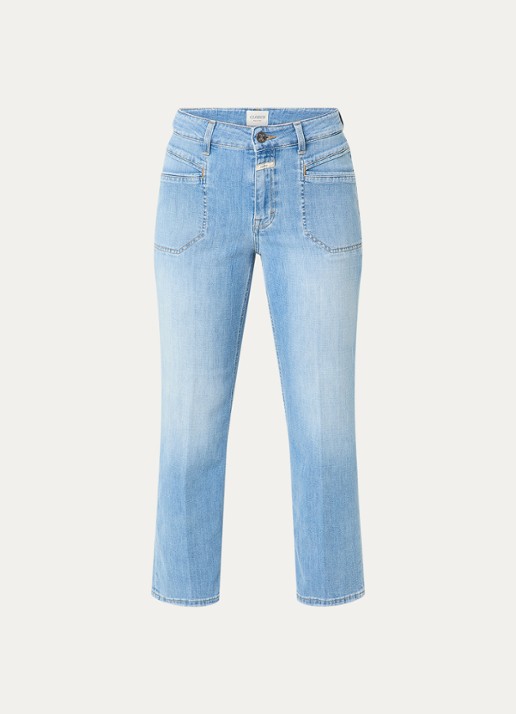 CLOSED Mira-X high waist cropped straight leg jeans met lichte wassing - voorkant 2 indigo