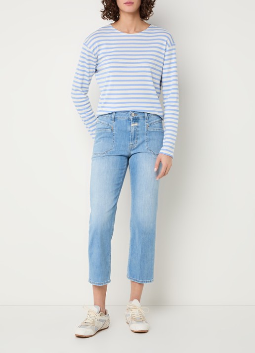 CLOSED Mira-X high waist cropped straight leg jeans met lichte wassing - voorkant 3 indigo
