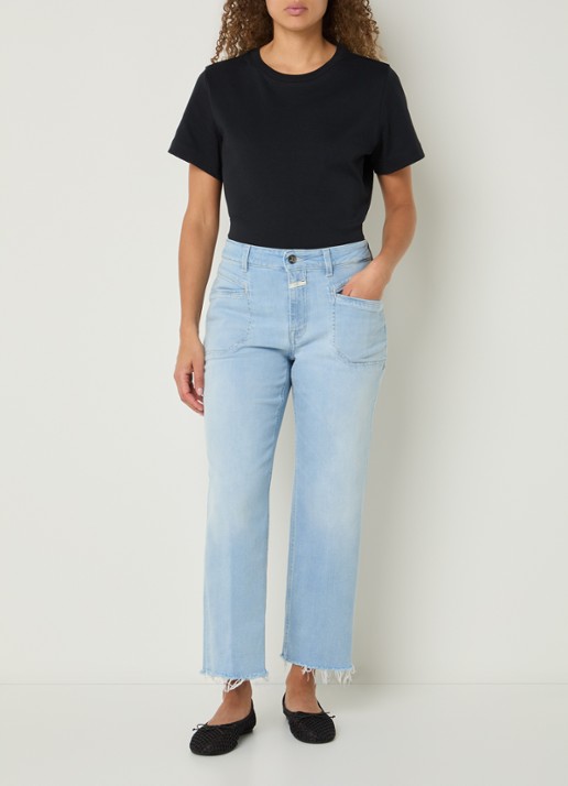 CLOSED Mira-x mid waist straight leg cropped jeans met lichte wassing - voorkant 4 indigo