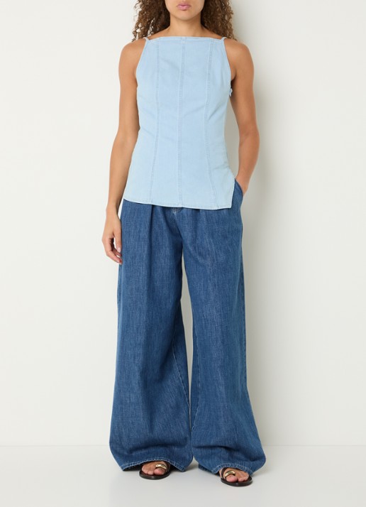 CLOSED Mouwloze top van denim - voorkant 3 lichtblauw