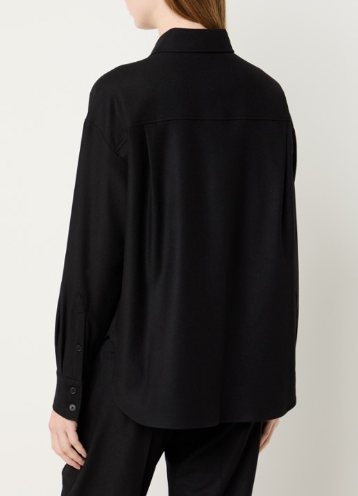 CLOSED Oversized blouse in wolblend met borstzak - achterkant 3 zwart