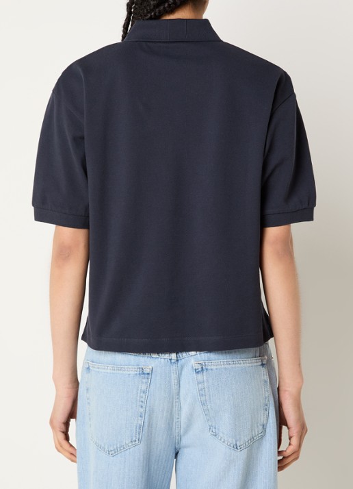 CLOSED Polo van piqué katoen met logo - achterkant donkerblauw