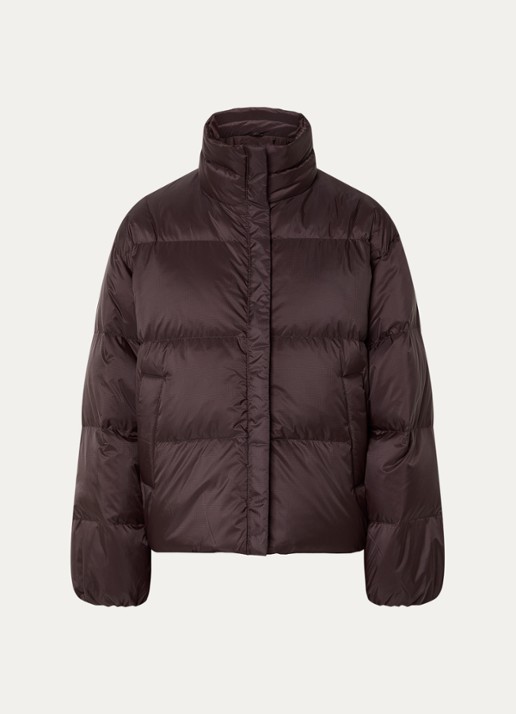 CLOSED Puffer jack met donsvulling en opstaande kraag - voorkant 2 donkerbruin