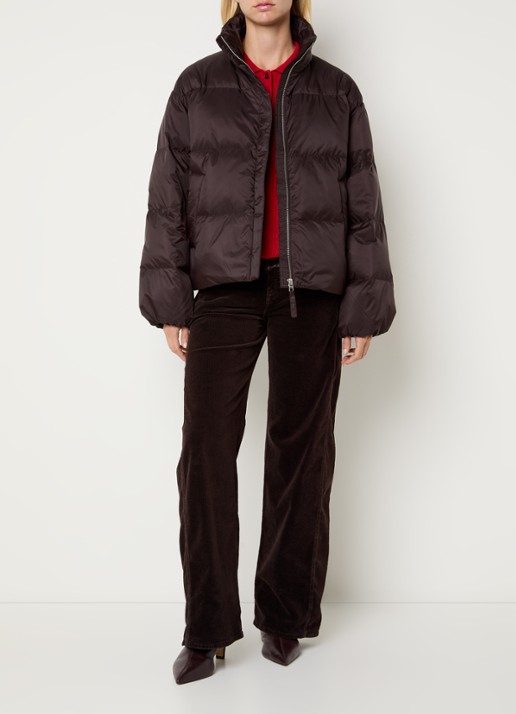 CLOSED Puffer jack met donsvulling en opstaande kraag - voorkant 3 donkerbruin