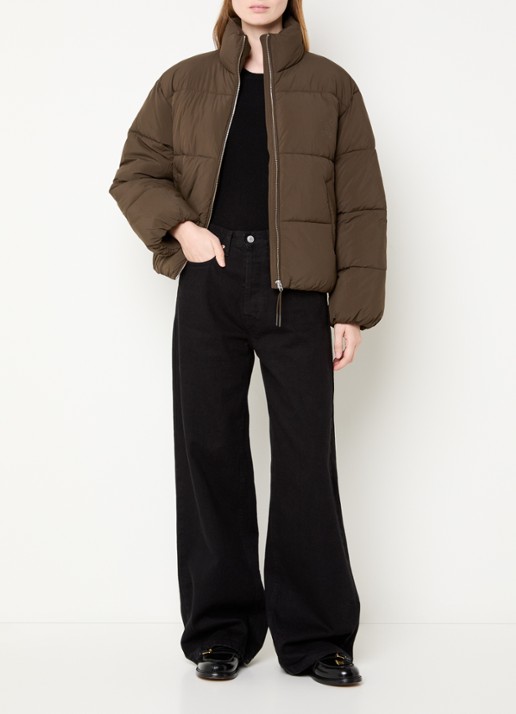 CLOSED Puffer jack met steekzakken en logo - voorkant 3 lichtbruin