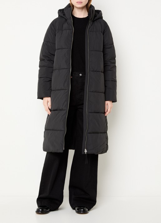 CLOSED Puffer jas met capuchon en ritszakken - voorkant 2 zwart