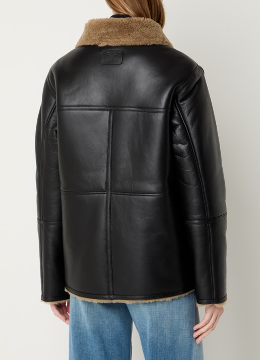 CLOSED Reversible lammycoat van lamsleer met steekzakken - achterkant zwart