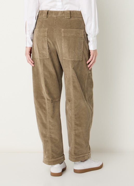 CLOSED Rhannon high waist cropped tapered fit broek van corduroy - achterkant 3 khaki
